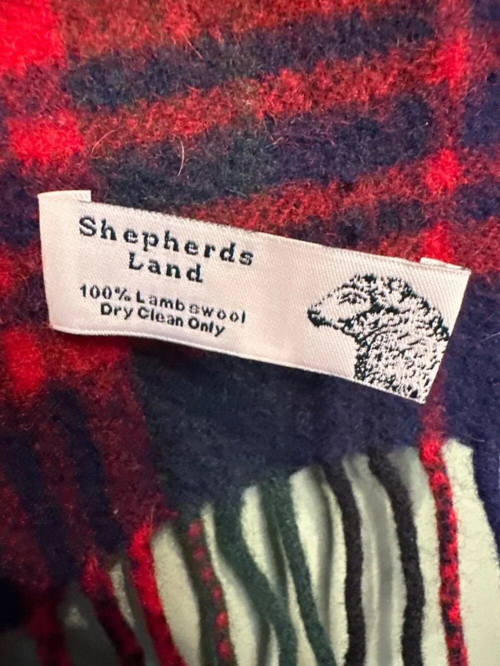 Shepherds Land 100% Lambswool Plaid Scarf Fringe Preppy Old Money Quit Glam